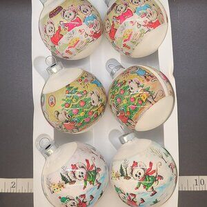 Vintage Mouse Family Christmas Ornaments Corning Glass Works 2 5/8" Ball, In Box
